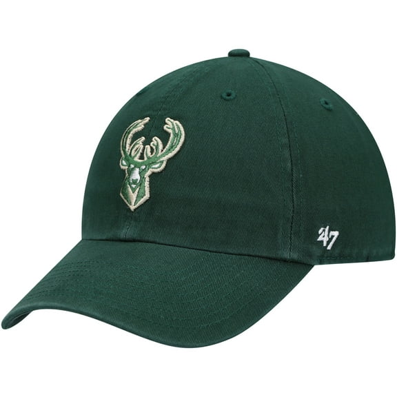 Men's '47 Hunter Green Milwaukee Bucks Core Logo Clean Up Adjustable Hat