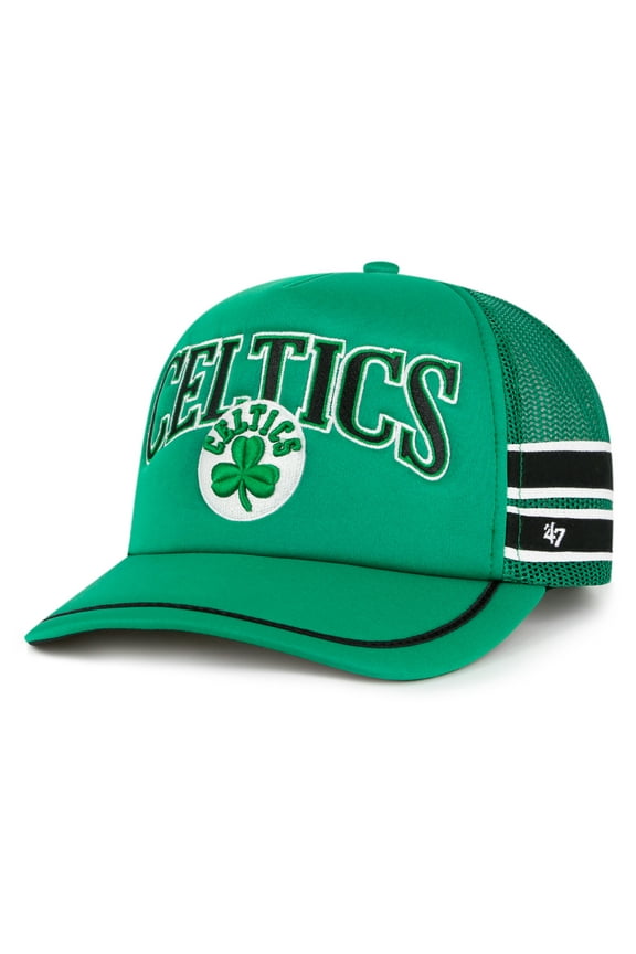 Men's '47 Kelly Green Boston Celtics Sidebrand Stripes Trucker Adjustable Hat