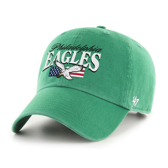 Men's '47 Kelly Green Philadelphia Eagles American Flag Clean Up Adjustable Hat