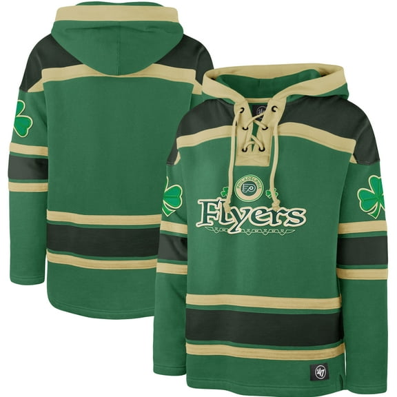 Men's '47 Kelly Green Philadelphia Flyers St. Patrick's Day McLucky Superior Lacer Pullover Hoodie