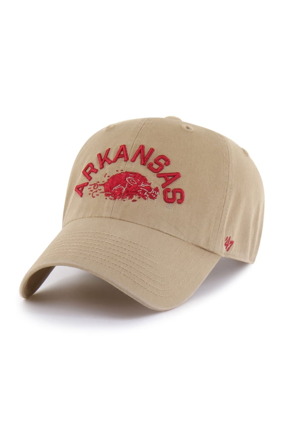 Men's '47  Khaki Arkansas Razorbacks Vault Clean Up Adjustable Hat