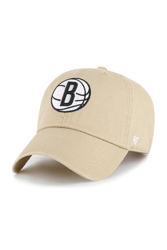 Men's '47  Khaki Brooklyn Nets Logo Clean Up Adjustable Hat