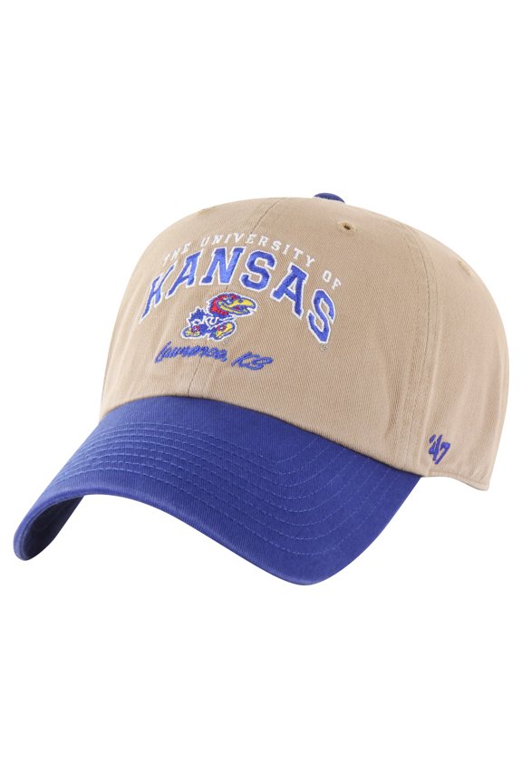 Men's '47 Khaki Kansas Jayhawks Local Clean Up Adjustable Hat