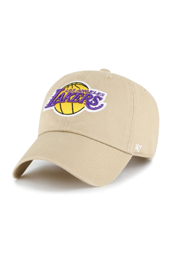 Men's '47 Khaki Los Angeles Lakers Logo Clean Up Adjustable Hat