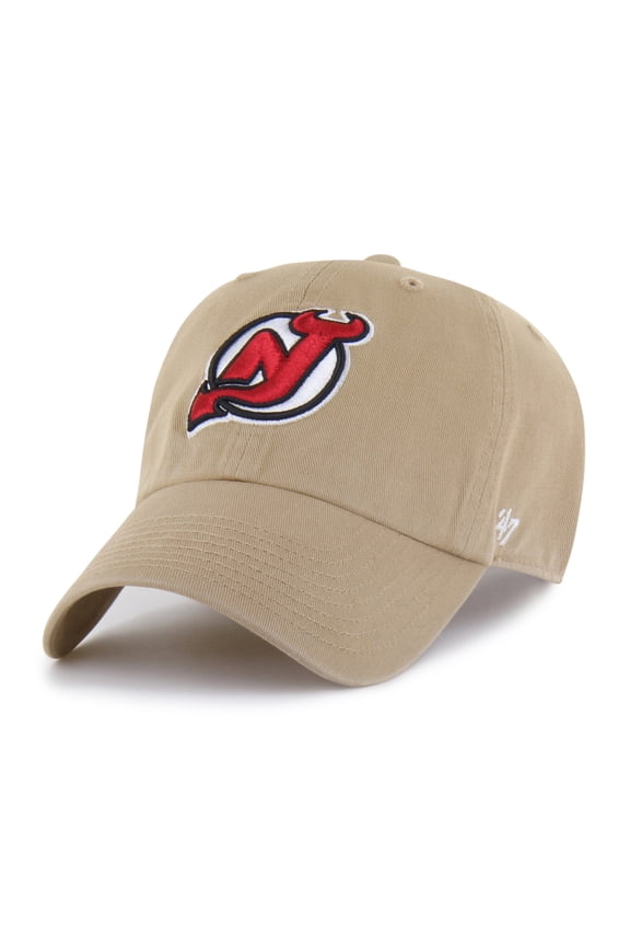 Men's '47 Khaki New Jersey Devils Logo Clean Up Adjustable Hat