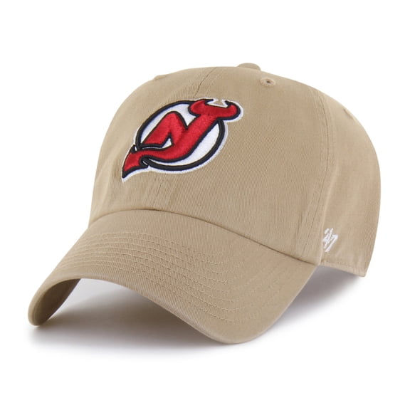 Men's '47 Khaki New Jersey Devils Logo Clean Up Adjustable Hat