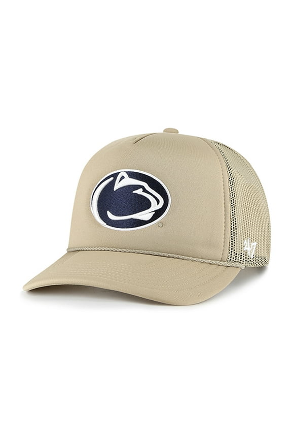 Men's '47 Khaki Penn State Nittany Lions Foam Front Mesh Trucker Snapback Hat