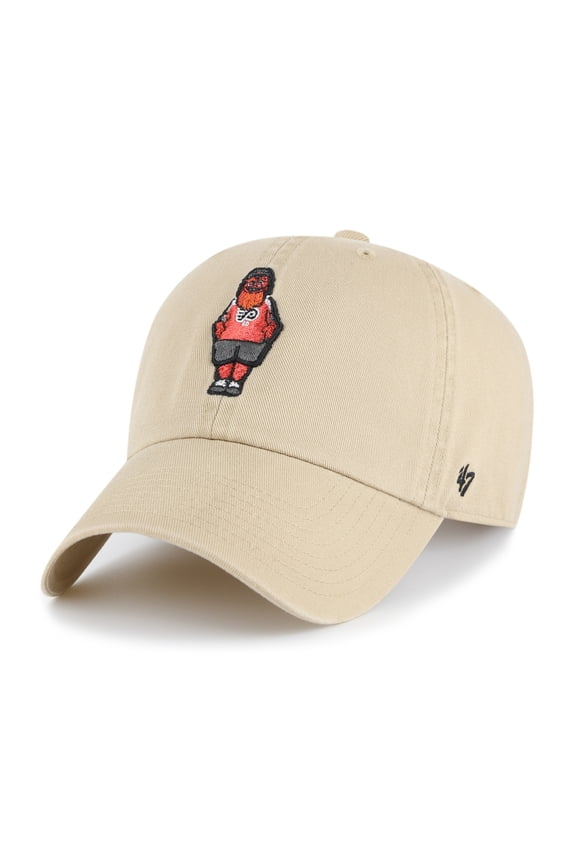 Men's '47 Khaki Philadelphia Flyers Gritty Alternate Logo Clean Up Adjustable Hat