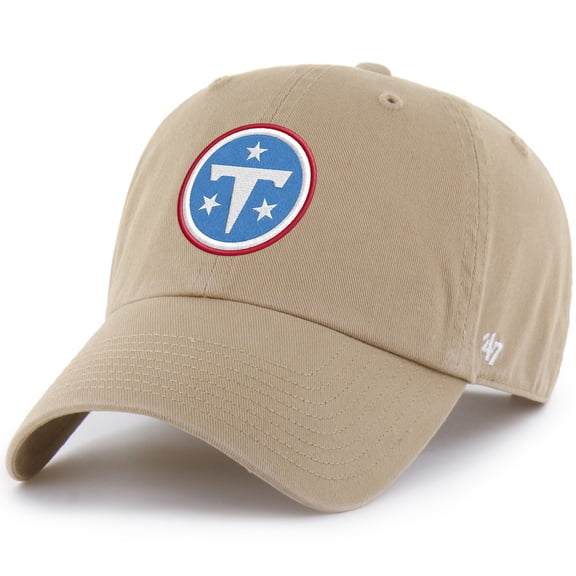 Men's '47  Khaki Tennessee Titans Primary Logo Clean Up Adjustable Hat
