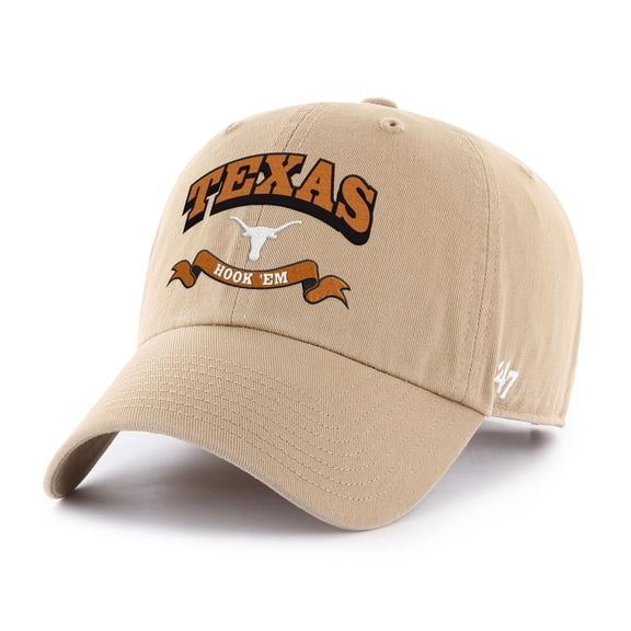 Men's '47 Khaki Texas Longhorns Region Clean Up Adjustable Hat