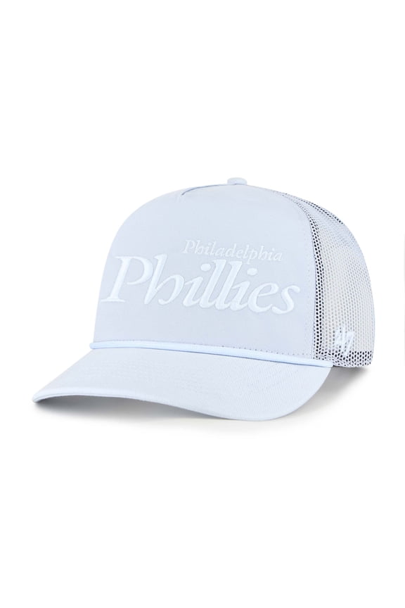 Men's '47 Light Blue Philadelphia Phillies Foundation Script Hitch Adjustable Trucker Hat