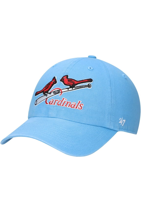 Men's '47 Light Blue St. Louis Cardinals Logo Cooperstown Collection Clean Up Adjustable Hat