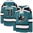 thumbnail image 1 of Men's '47 Macklin Celebrini Teal San Jose Sharks Player Name & Number Lacer Hoodie, 1 of 3