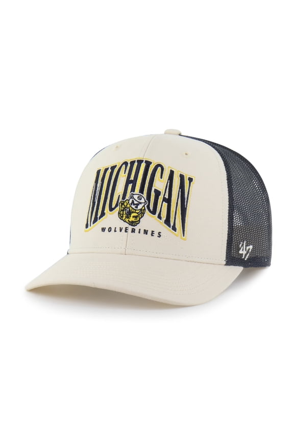 Men's '47 Natural Michigan Wolverines Drawbridge Trucker Adjustable Hat