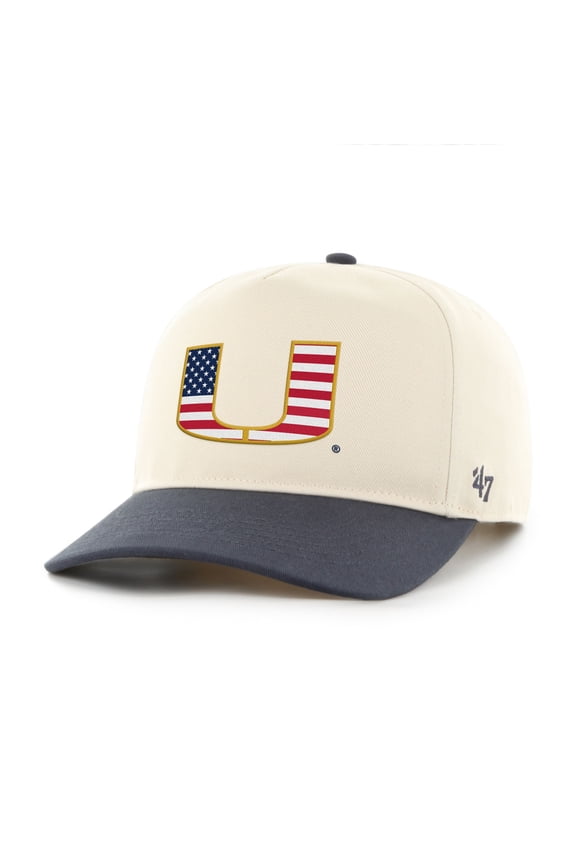 Men's '47 Natural/Navy Miami Hurricanes Americana Flag Hitch Adjustable Hat