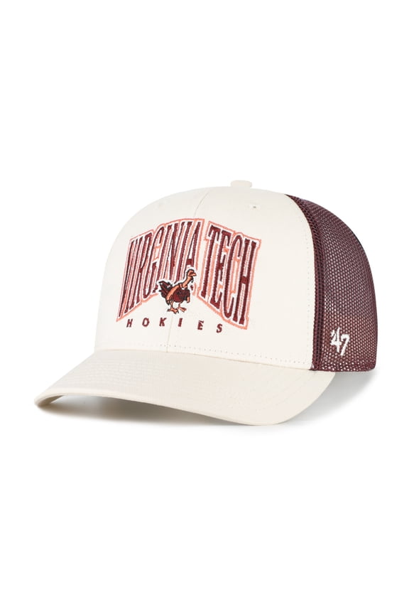 Men's '47  Natural Virginia Tech Hokies Drawbridge Trucker Adjustable Hat