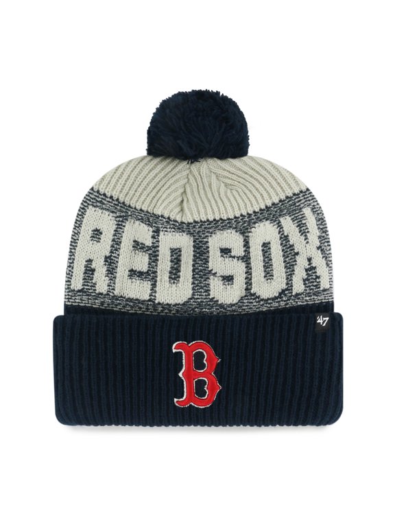 Men's '47 Navy Boston Red Sox Bone Chill Cuffed Knit Hat with Pom