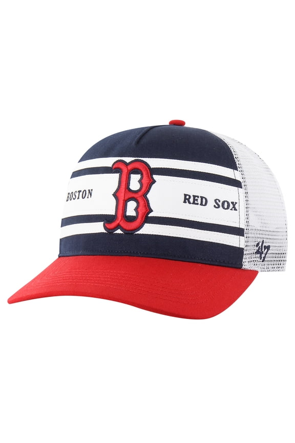 Men's '47 Navy Boston Red Sox Gridiron Super Stripe Relaxed Trucker Hitch Adjustable Hat