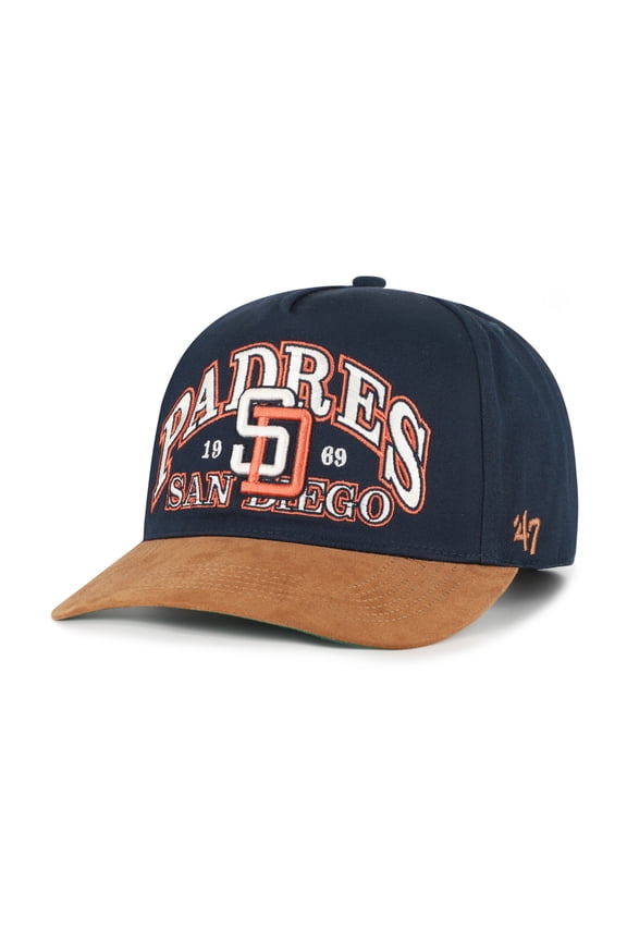 Men's '47 Navy/Brown San Diego Padres Cooperstown Break Wood Suede Hitch Adjustable Hat