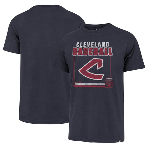 Men's '47 Navy Cleveland Guardians Cooperstown Collection Borderline Franklin T-Shirt