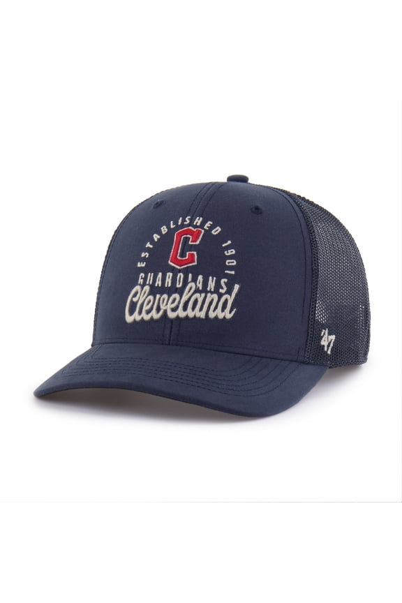 Men's '47 Navy Cleveland Guardians Pitstop Trucker Adjustable Hat