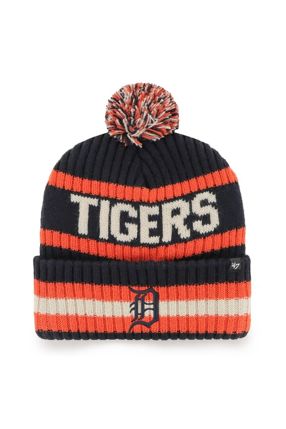 Men's '47 Navy Detroit Tigers Bering Cuffed Knit Hat with Pom