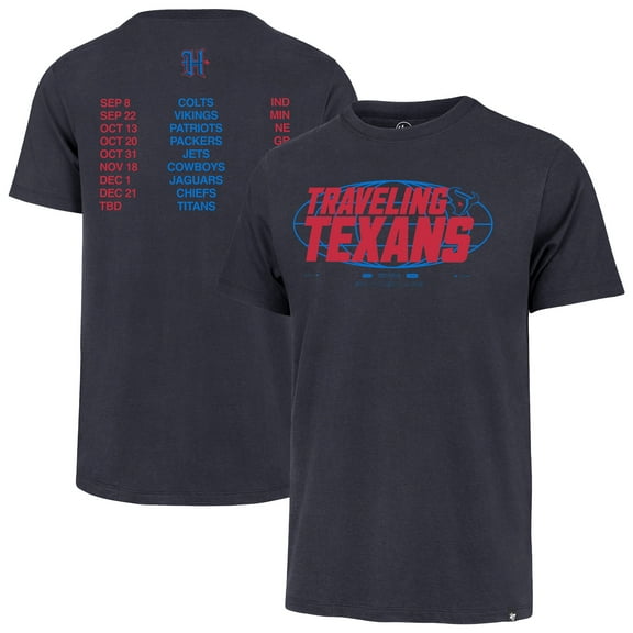 Men's '47 Navy Houston Texans Traveling Texans-Franklin T-Shirt