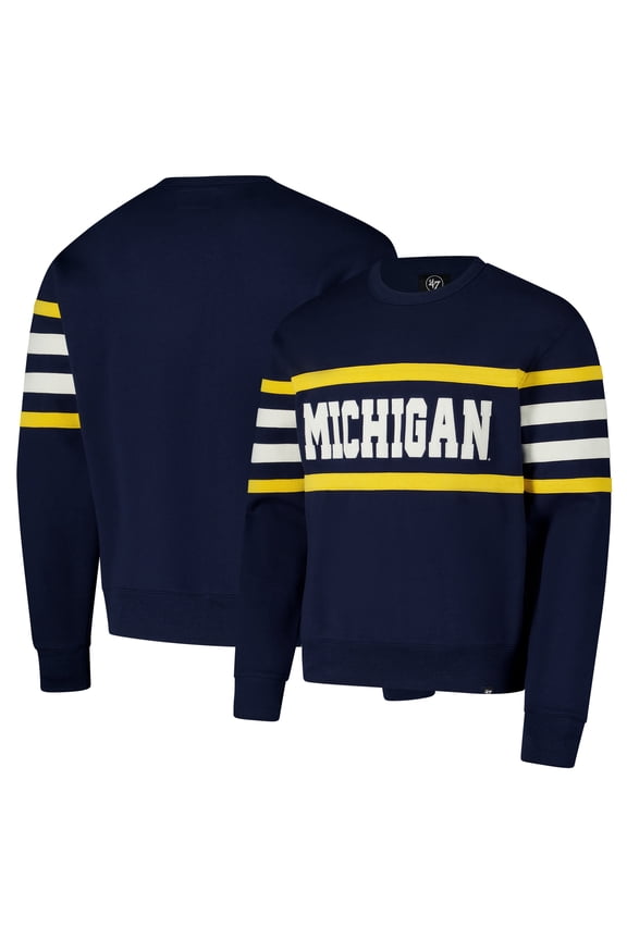 Men's '47 Navy Michigan Wolverines Coaches Collection Pullover Sweatshirt