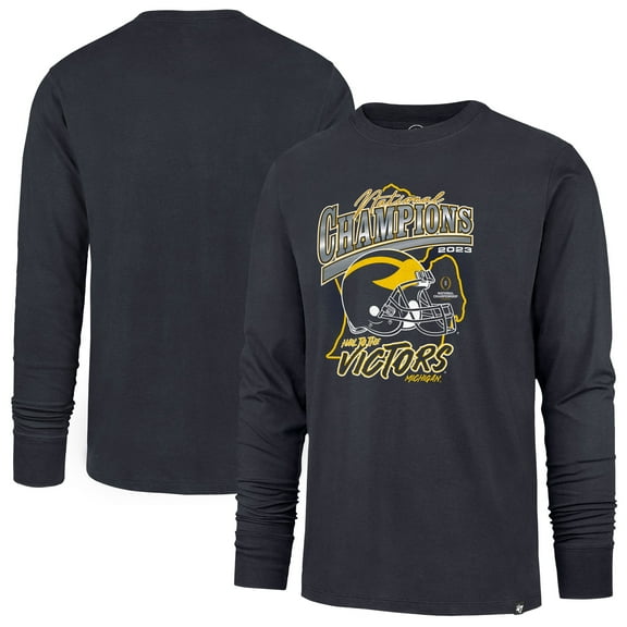 Men's '47 Navy Michigan Wolverines College Football Playoff 2023 National Champions State Outline Franklin Long Sleeve