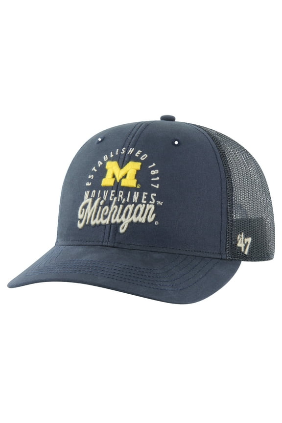 Men's '47 Navy Michigan Wolverines Pitstop Trucker Adjustable Hat