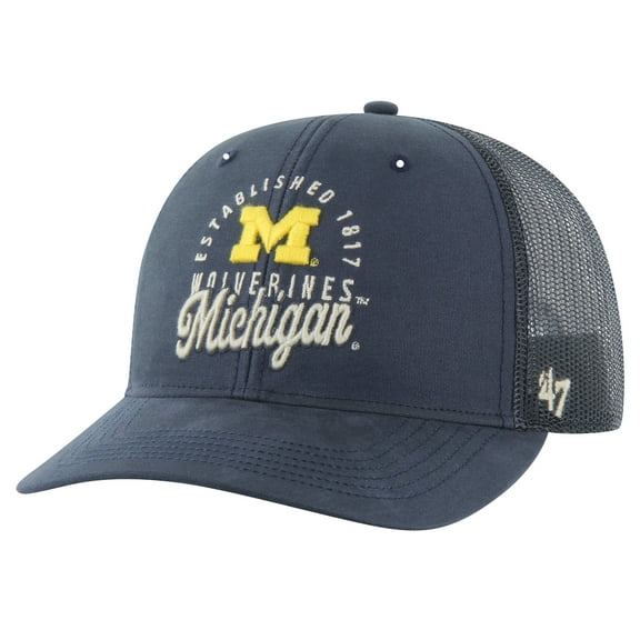Men's '47 Navy Michigan Wolverines Pitstop Trucker Adjustable Hat