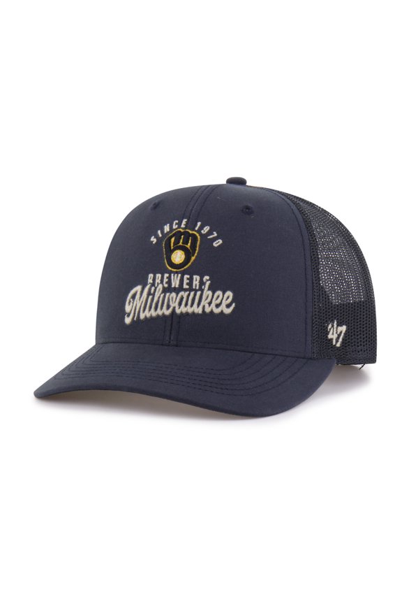 Men's '47 Navy Milwaukee Brewers Pitstop Trucker Adjustable Hat