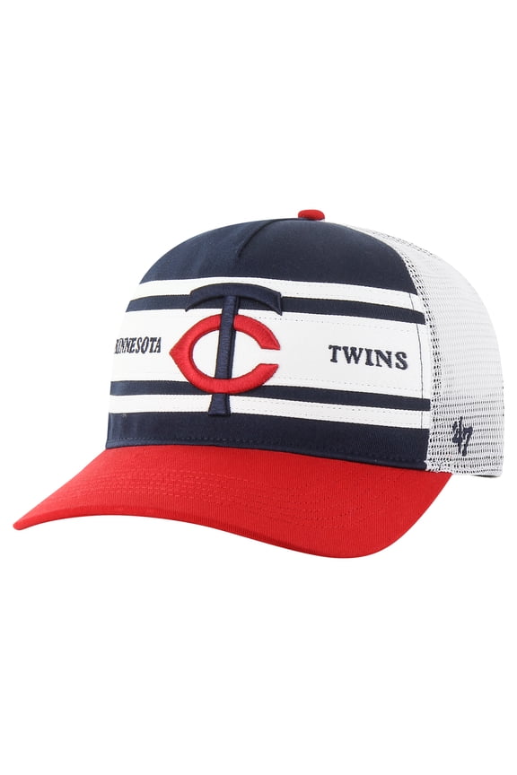 Men's '47 Navy Minnesota Twins Gridiron Super Stripe Relaxed Trucker Hitch Adjustable Hat