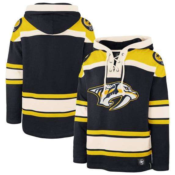 Men's '47 Navy Nashville Predators Superior Lacer Lace-up Hoodie