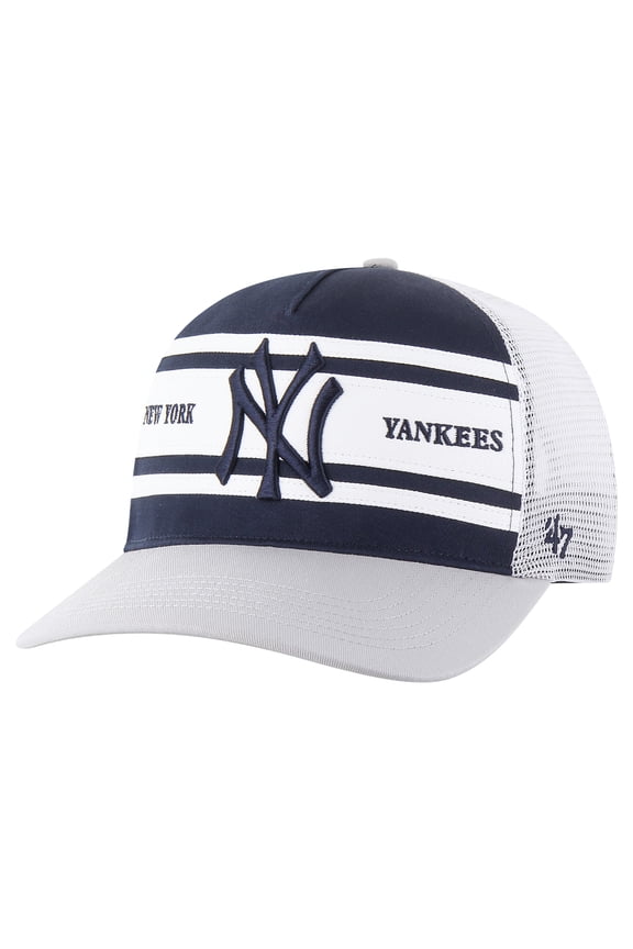 Men's '47 Navy New York Yankees Gridiron Super Stripe Relaxed Trucker Hitch Adjustable Hat