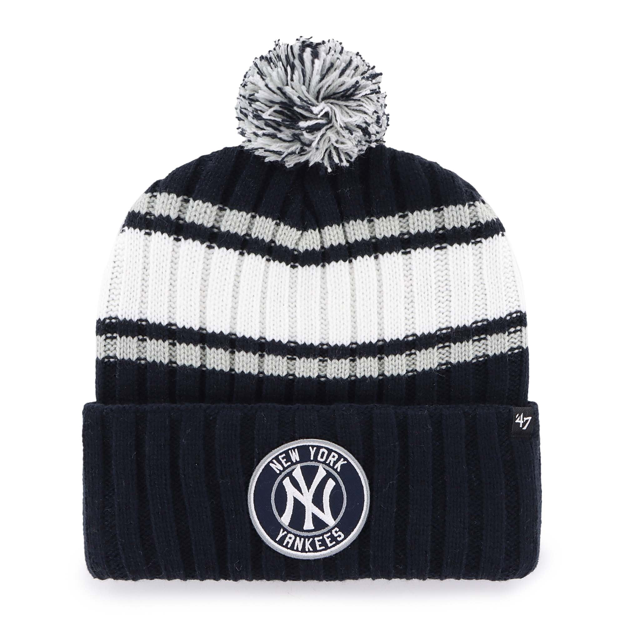 Men's '47 Navy New York Yankees Plateau Cuffed Knit Hat with Pom
