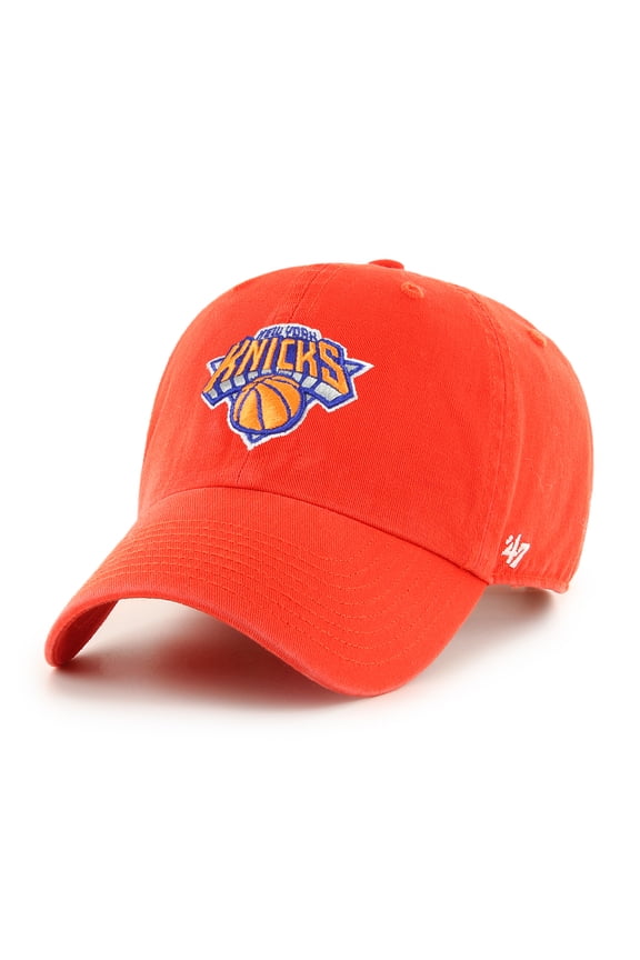 Men's '47  Orange New York Knicks Core Logo Clean Up Adjustable Hat