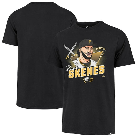 Men's '47 Paul Skenes Black Pittsburgh Pirates Player Caricature Franklin T-Shirt