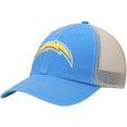 thumbnail image 1 of Men's '47 Powder Blue/Natural Los Angeles Chargers Trawler Trucker Clean Up Snapback Hat, 1 of 4