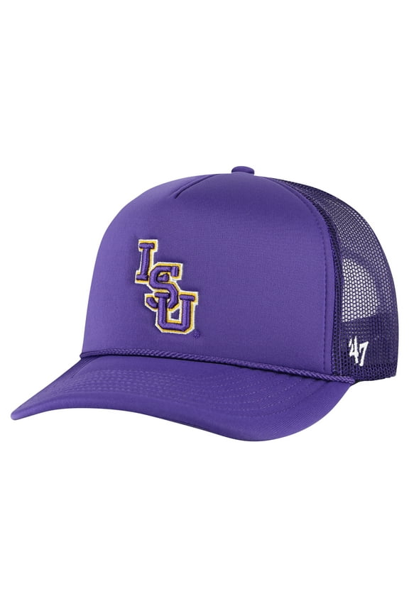 Men's '47 Purple LSU Tigers Foam Front Mesh Trucker Snapback Hat