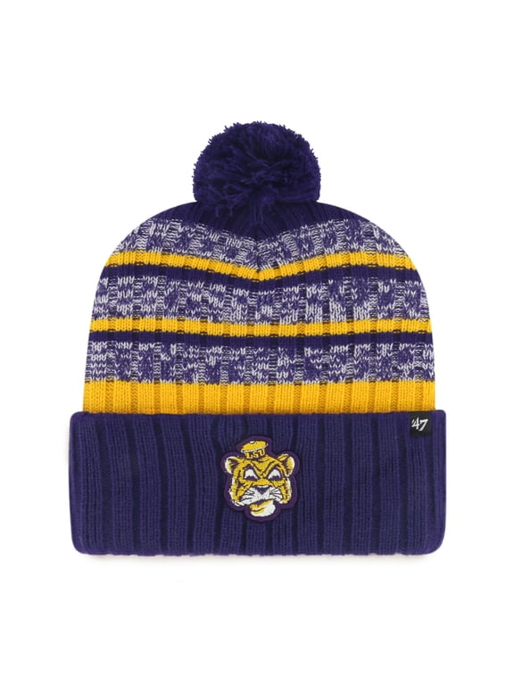 Men's '47 Purple LSU Tigers Tavern Cuffed Knit Hat with Pom