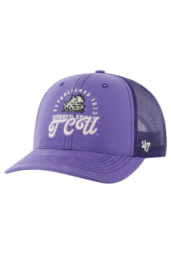 Men's '47 Purple TCU Horned Frogs Pitstop Trucker Adjustable Hat