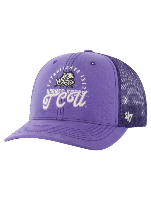Men's '47 Purple TCU Horned Frogs Pitstop Trucker Adjustable Hat