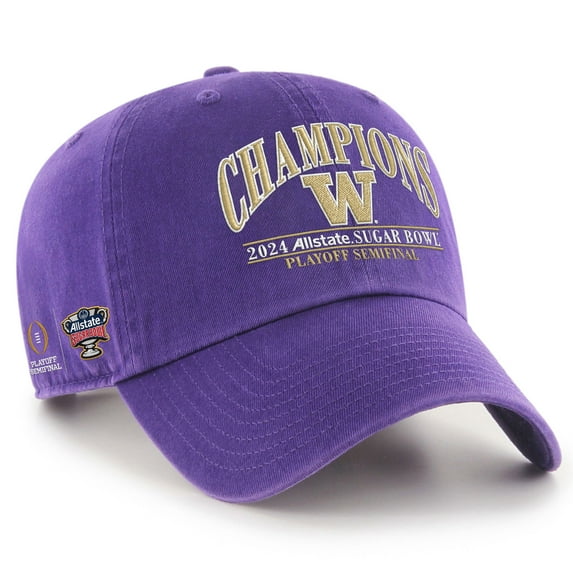 Men's '47 Purple Washington Huskies College Football Playoff 2024 Sugar Bowl Champions Clean Up Adjustable Hat