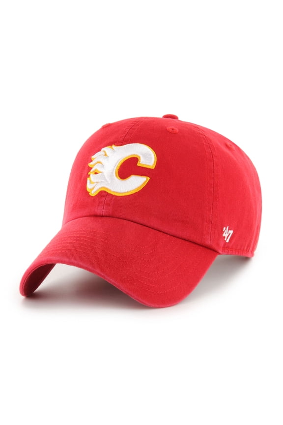 Men's '47 Red Calgary Flames Core Logo Clean Up Adjustable Hat