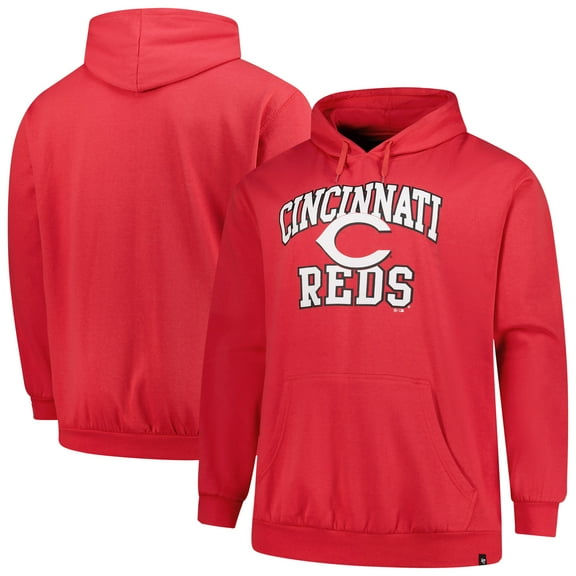 Men's-'47  Red Cincinnati Reds Big & Tall Velocity Fleece Pullover Hoodie