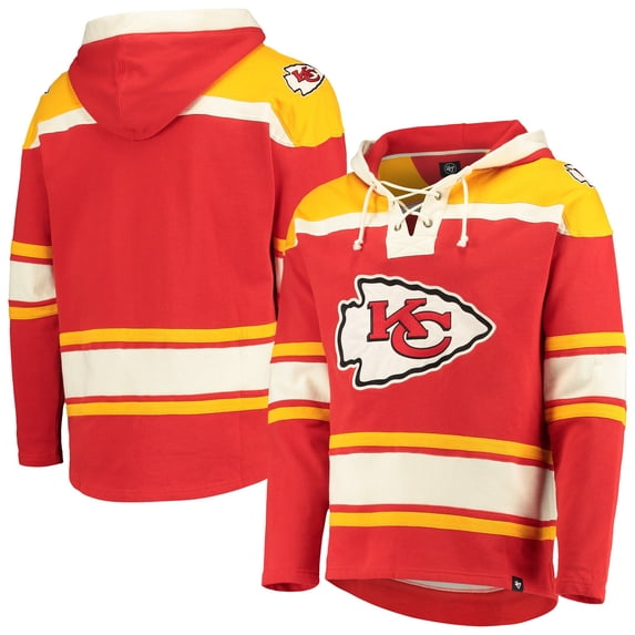 Men's '47 Red/Gold Kansas City Chiefs Lacer V-Neck Pullover Hoodie