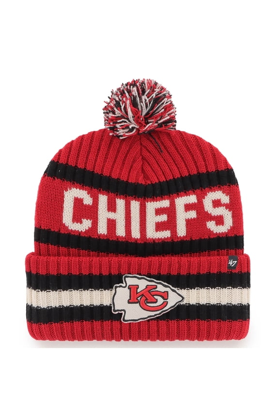Men's '47 Red Kansas City Chiefs Bering Cuffed Knit Hat with Pom