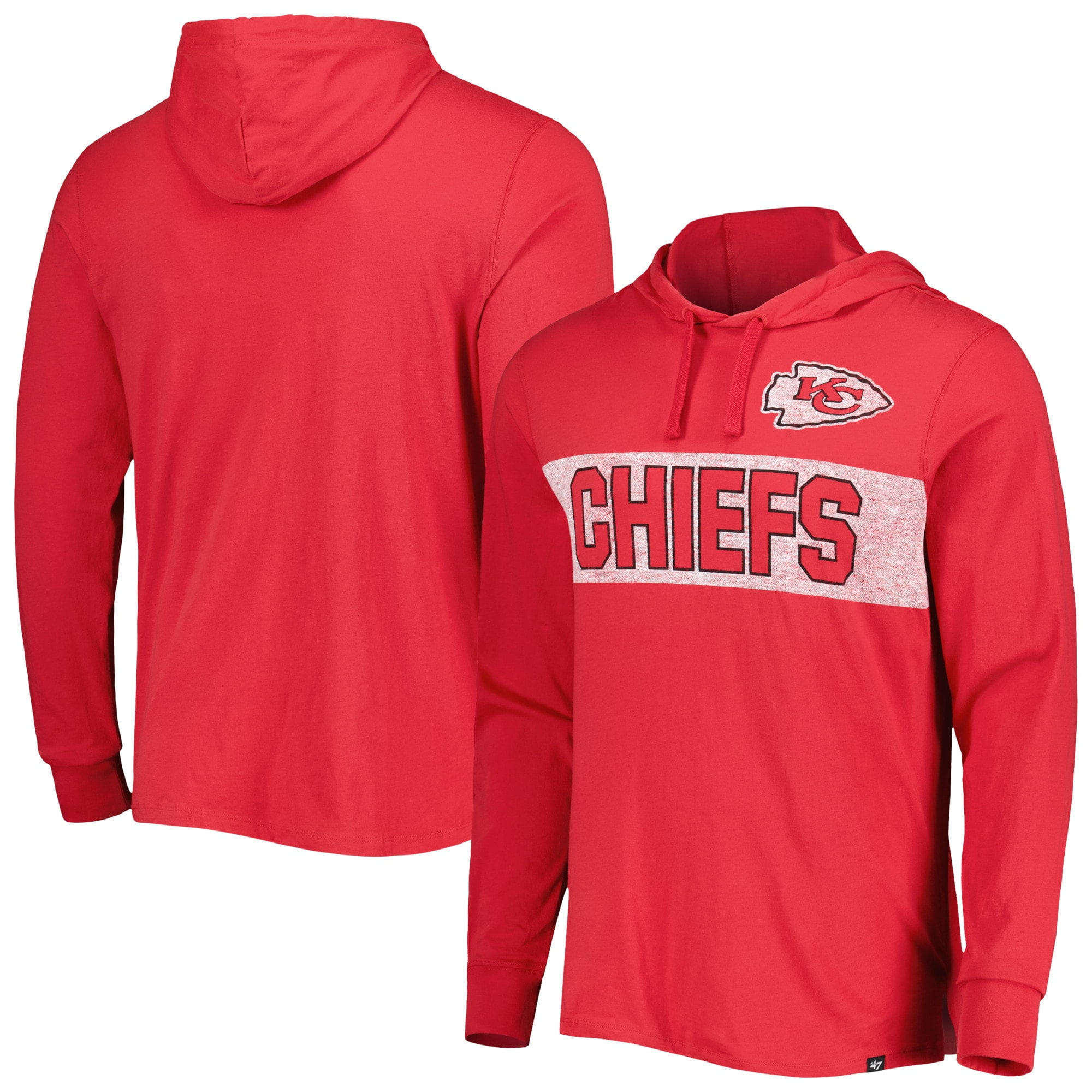 Men's '47 Red Kansas City Chiefs Field Franklin Hooded Long Sleeve T