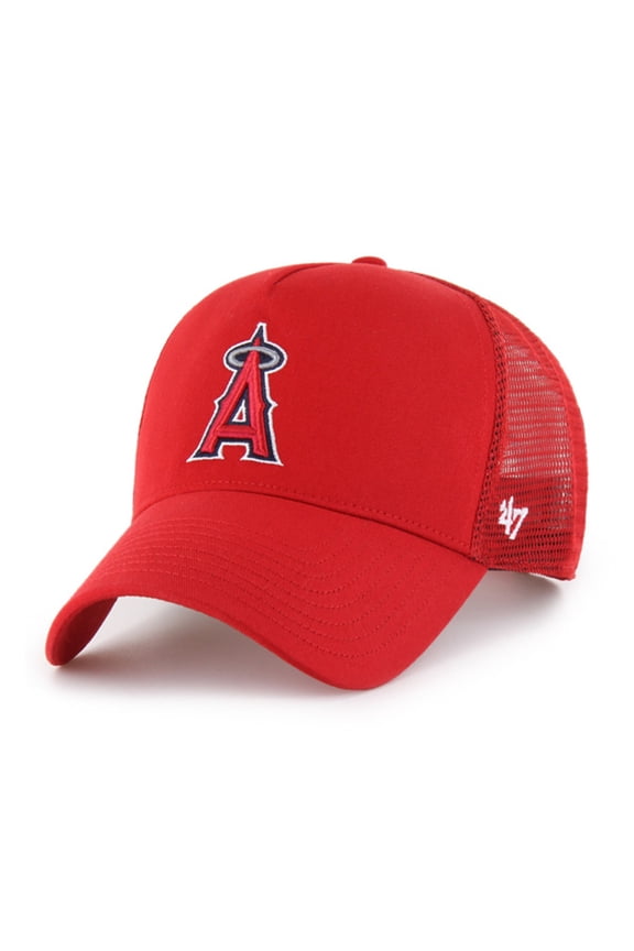Men's '47 Red Los Angeles Angels Ballpark Offside Adjustable Trucker Hat
